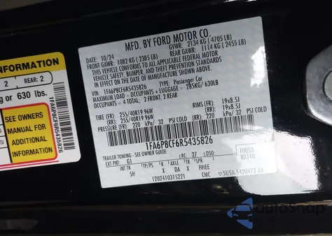 2024 Ford Mustang Gt Premium Fastback z USA, uszkodzony, nr VIN 1FA6P8CF6R5435826